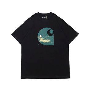 デザイナーファッション短袖TシャツツールカーハートメンズナイトムーントロピカルアイランドパターンプリントカップルルーズラウンドネックトレンドP6F9