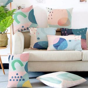 Pillow Nordic Abstract Pink Geometric Cover Christmas Linen Home Decorative Throw Pillows Sofa Covers