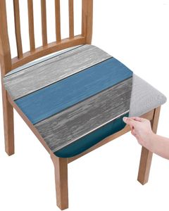 Chair Covers Retro Farm Barn Blue Gray Striped Gradient Elastic Seat Cover For Slipcovers Home Protector Stretch