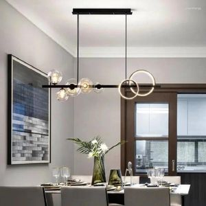 Żyrandole Nowoczesne przezroczyste szklane bąbelkowe żyrandol do jadalni Wyspa Kuchnia Nordic Restaurant Loft Dom Home Decor Black Gold Light