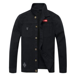 Men Denim Jacket business Fashion loose lapelup Spring Autumn retro men Casual Cargo jacket Solid Color Loose male Outerwear 240428