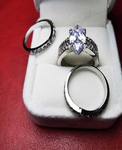 2020 Luxury 925 Anello nuziale in argento sterling per donne 3 pari di anelli impilabili set da ballo gipt lady designer Diamond 6836311