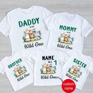 Familienübereinstimmende Outfits Zoo Tierparty Mama Papa Tochter Sohn Matching Geburtstag T -Shirt Kleidung Kids Shirt Party Mädchen T -Shirt Kinder Outfit Custom Name T240513