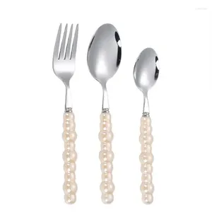 FORCHI 1pc Set di posate di perle set di stoviglie in acciaio inossidabile occidentale Diamante intarsato intaliato coltello da taglio cucchiaio cucina cucina utensili da cucina