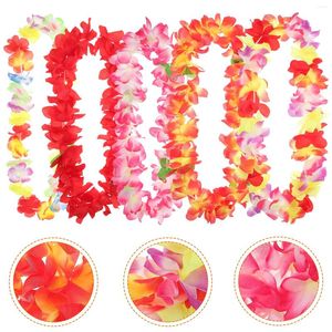 Decorative Flowers 5pcs Colorful Hawaiian Leis Artificial Flower Necklace Hands Charms Tropical Luau Party Favors Dress Up