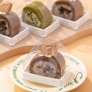 Gift Wrap 50pcs/lot Cake Box With Transparent Lid Mousse Swiss Roll Dessert Storage Containers Packaging Boxes For Wedding Party