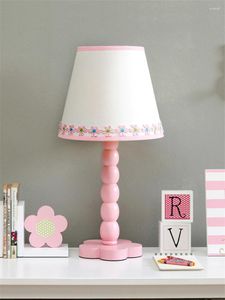 Table Lamps Pink Flowers Resin Bedroom Bedside Lamp LED Study Living Room Children's Decorative Desk Lights Lighting