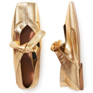 2024 Lady Sheepeskin Leather Leany Cheels Heels Sandals Sandals Shoes Ballet Lalmond على شكل أصابع أصابع قدمية صيف متابعة Summer Europe وأمريكا