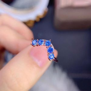 Pierścienie klastra s925 srebrna biżuteria niebieska moissanite Pierścień złoty platowany uchwyt runda 3 3 mm prosta moda kobiety