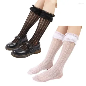 Frauen Socken japanische sexy Hohlhöhle über Kalb Langliebe gemusterte Spitze Elastic Sweet Strümpfe