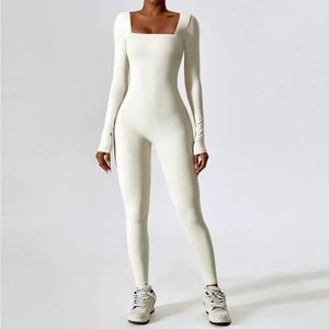 Jumpsuit Gym Workout Yoga Clothes Dance Fitness Fitness Manga longa One Piece Sportsuit Sportsuit Sexy Tight Boilersuit Womensuit 240514