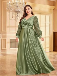 Vestidos de festa Lucyinlove plus size luxuoso vestido de lantejoulas verdes de lantejoulas