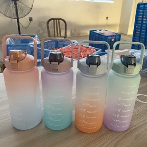 High quality gradient water bottle large capacity smooth frosting cup with lid and straw 2000ml outdoor sports traveling mug tumbler print letters 11 88bz