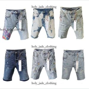 Lila Jeans Designer Kurzpile Jeans kurze Männer Shorts Purple Brand Jeans Herren Jeans Shorts Hip Hop Casual Short Denim High-End Vintage Patch Denim Shorts 105