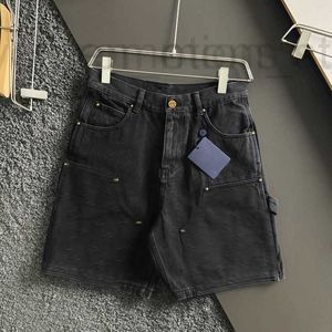 Herr jeans designer designer korrekt 1v denim shorts trendiga märke 2024 sommar nya femkantiga byxor för mäns high street elastic smal fit h5lp b1k2