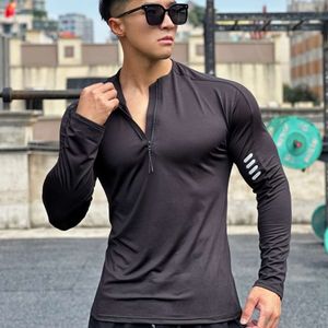 Men New S Sports T Shirt Breathable Long Sleeved Running Cycling Suit Track And Field Training Basketball Round Neck Zipper ports hirt leeved uit rack raining