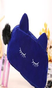 Portable Cartoon Cat Coin Storage Case Travel Makeup Flannel Pouch Cosmetic Bag9891458
