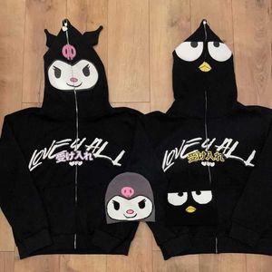 Herrtröjor tröjor y2k blixtlås hoodie kawaii anime tryck harajuku super dalian hoodie gothic mens tröja ins mode casual street topl2405