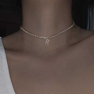 Chokers Minamama rostfritt stål Kristallhalsband Inledande hänge halsband Kvinnors strass namn halsbandsmycken D240514