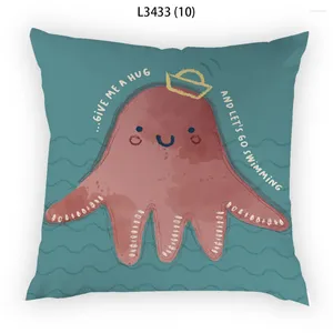 Pillow Marine Life Nordic Velvet Pillowcases For Pillows 45x45 Cover Square Home Decor Polyster Linen Cartoon Boho Style E2103