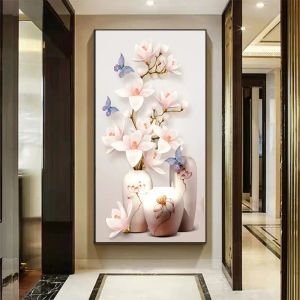 Retro kelebek çiçek tuval resimleri duvar sanat resimleri Çin tarzı vintage poster ve oturma odası koridoru dekor için baskılar