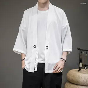 Этническая одежда мужская рубашка кимоно традиционное японский стиль мужской открытый передний кардиган с половиной рукава юката