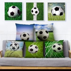 Kudde Cartoon Football Print Pillow Case Square Cover Peach Skin Soffa Home Decor