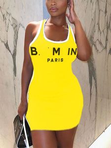 Women's logo letters bodycon waist short printed sleeveless vest designer dress XSSMLXLXXL3XL4XL
