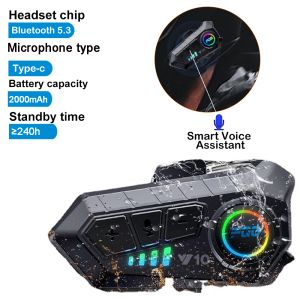 BT 5.3 Kask Kulaklık Seti Kablosuz El Serbest Çağrı Telefon Kiti Motosiklet Su Geçirmez Kulaklık MP3 Müzik Oyuncu Konuşmacı Moto için