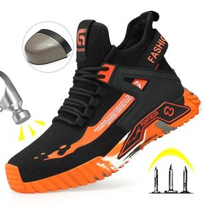 High Top Safety Shoes Men Steel Toe Work Shoes Men Anti-Puncture Safety Shoes Женщины рабочие сапоги для безопасности мужчина неразрушимая обувь 240504