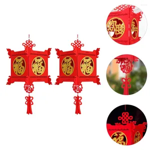 Lâmpadas de mesa 2 PCs Ano Decorações de casamento decorativas de lanternas vermelhas Festival de primavera de mola vermelha Estilo de tecido não entrelaçado chinês