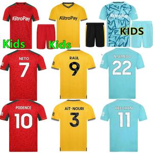 23 24 24 Sarabia Wolves Soccer Jerseys Raul Matheus Neto Neves Traore Wanderers Podence Lemina hee chan wolverhampton Wysokiej jakości koszule piłkarskie Kit Kit Kids