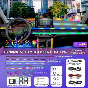 Dekorativa lampor 18 i 1 Universal Neon Lamp Ambient Light for LED Interior Car USB Akryl Guide Fiber Strip Decoration Kit Light App Control T240509