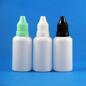 100 set da 1 oz da 30 ml di gocce in plastica Bottiglie bianche tappi a prova di manomissione TIPS LUNGO LDPE E VAPOR CIG Liquid 30 ml HXDDQ TTJGC