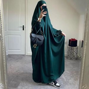 ジルバブワンピースアバヤイスラム教徒の女性祈り衣服ヒジャーブドレスアラビアローブオーバーヘッドkaftan khimar eidラマダンイスラム服240508