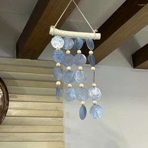 Decorative Figurines 1Pc Summer Ocean Blue Shell Wind Chime Natural Hanging Home Decoration DIY Crafts For Garden Yard
