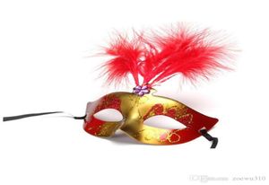 Maska imprezy złota brokat maski weneckie unisex blask maskaradę plastikowe pół twarzy maska ​​Halloween mardi gras zabawka 6 kolorów 4734056