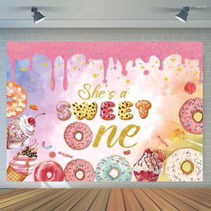 Party Decoration Happy 1st Birthday Pography Backdrop Donut Ice Cream Po Banner Cake Table Supplies Studio Props