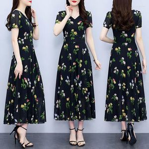 Vestidos de festa 2024 floral boho praia chique maxi verão chiffon chiffon vintage long long sundress women bodycon black noite vestidos