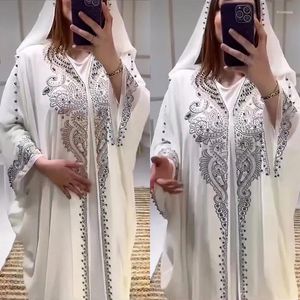 Etniska kläder Elegant Abaya Dubai Luxury Ramadan Rhinestones For Women Muslim Long Dresses Kaftan Robes Maxi Dress Islamic Clothings