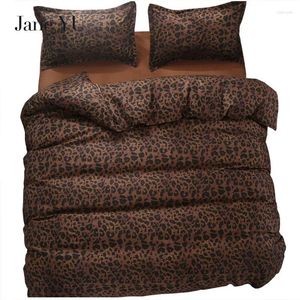 Bettwäsche -Sets Janeyu 2024 Set Super King Size Duvet Cover Leopard 3/4pcs Bett V Muster Leinen Flachblatt Erwachsener