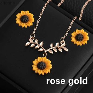 Orecchini Necclana 3/5 pezzi/set Neccante Pendant Anello di orecchini set di girasole set di gioielli da donna Summer Accessori per fiori anello di fiori xw