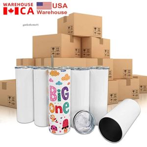 Американский/CA Сток 20 унций Сублимация тумблеры 20 унций прямой сублиматические пустые DIY Cups Cups для подарков 1114 0514