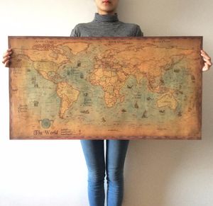 航海の海の世界地図レトロ古いアートペーパーペインティングホーム装飾ステッカーリビングルームポスターカフェアンティークポスター8669136