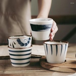 Xícaras picadas 200 ml estilo japonês desenhado a mão xícara de chá de cerâmica cozinha drinquewarware de restaurante de mesa de mesa de tabela por atacado