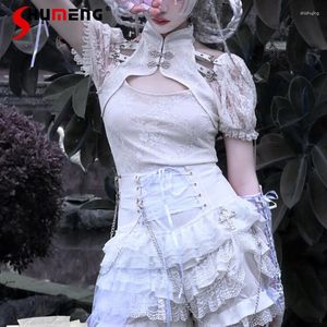 Skirts Japanese Style Mini Gothic Punk Spring Autumn Dark Chain Lace Strap Versatile Pantskirt Short Skirt Women's Cute Culottes
