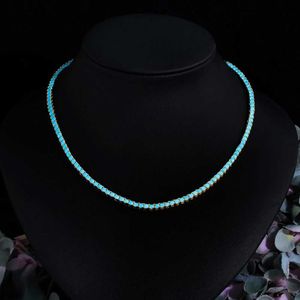Tennis BeaQueen popular thin tennis necklace turquoise CZ necklace with safety buckle gold-plated engagement jewelry suitable for womens parties N034 d240514