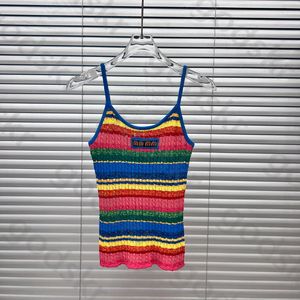 Rainbow Striped Tank Top Dresses Women Summer Breathable Crop Tops Simple Sexy Slip Dress