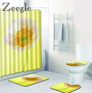 Badmattor Zeegle Badrum Anti Slip Shower Mat Set Floral Mönster Toalettmattor Absorberande mattor Accersories 4st
