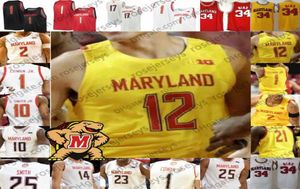 2019 Terps Maryland 23 Bruno Fernando 34 Len Bias 4 Kevin Huerter 32 Joe Smith Red White Yellow 100th Retro College Basketball JE8569099